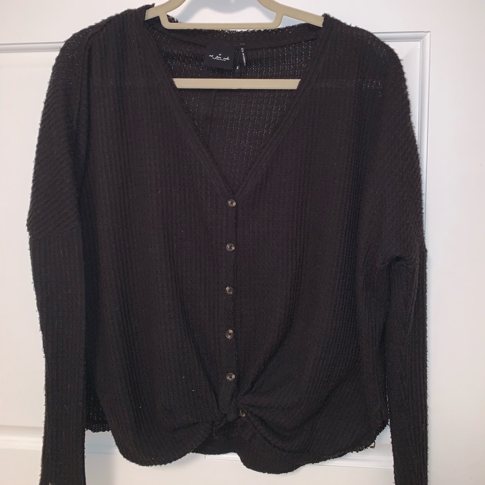 Out From Under Urban Outfitters Black Knit Tie Top